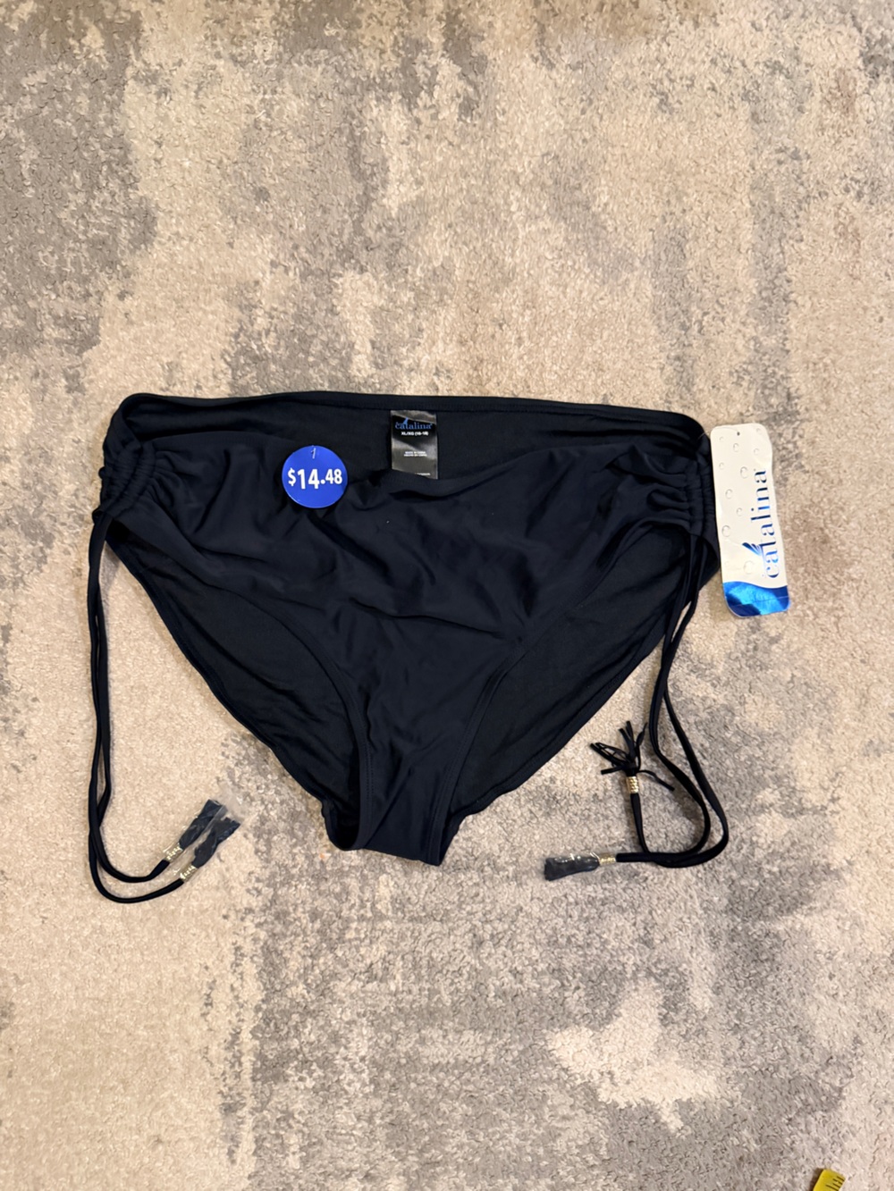 Catalina Black Swim Bikini Bottom with Drawcord